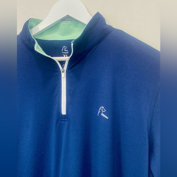 Rhoback Heathered Performance Golf Quarter-Zip Pullover Navy & Antigua Green XL - Picture 3 of 10